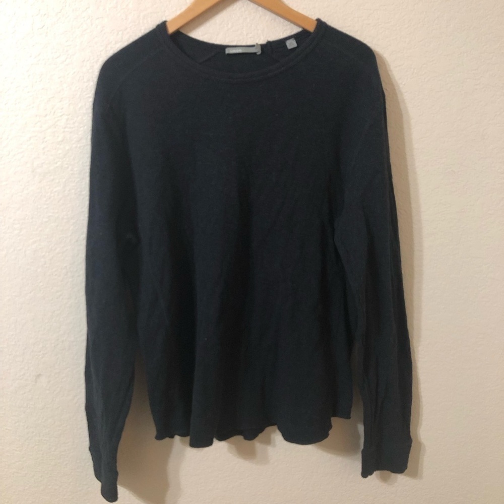 Vince Mens Cotton Black Gray Sweater Shirt - Size XL